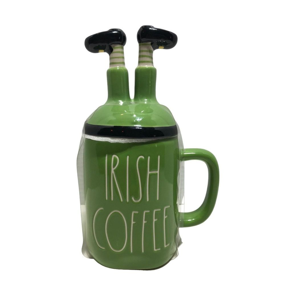 Rae Dunn by‎ Magenta Whimsical Green IRISH COFFEE Mug Topper Leprechaun cup tea